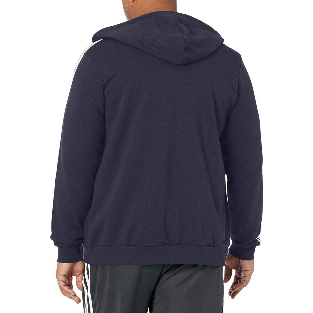 adidas Essentials Fleece 3-Stripes Full-Zip Hoodie Fleece Medium Legend Ink NEW - Picture 5 of 6